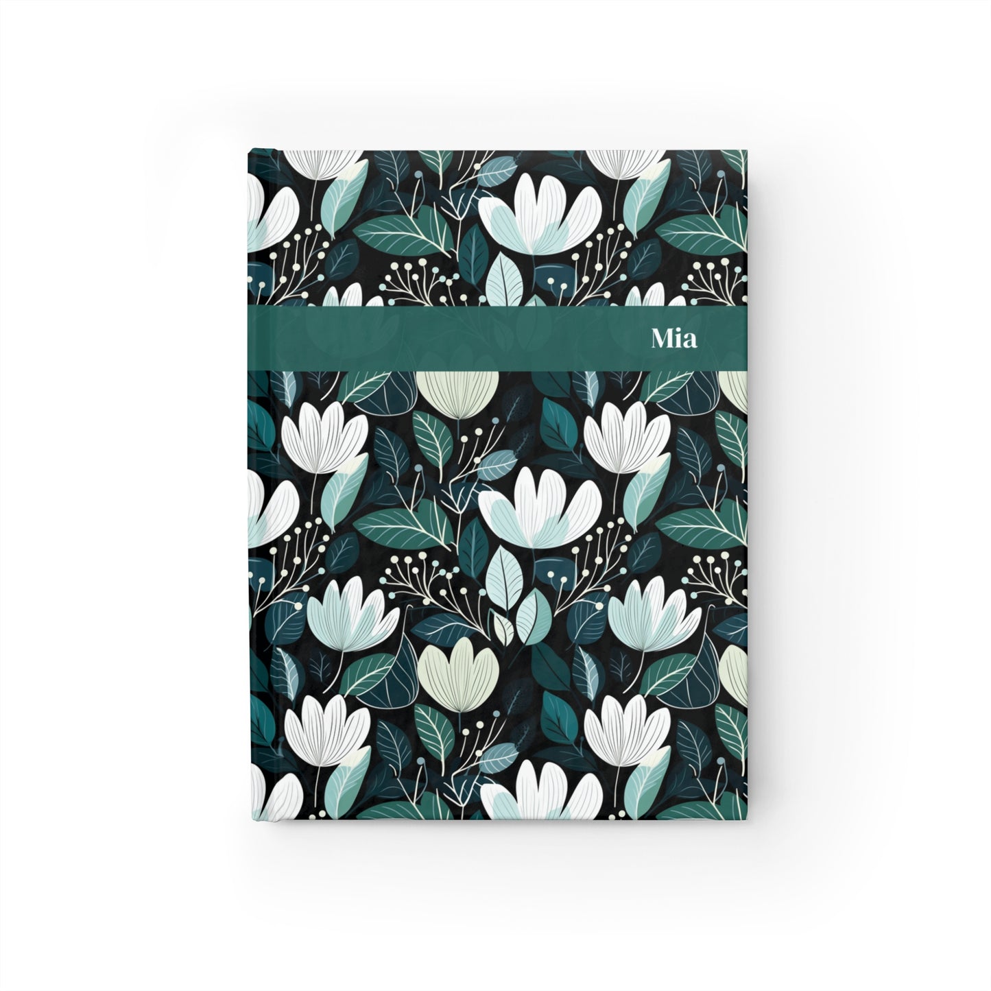 Nordic Floral Dark Journal - Ruled Line