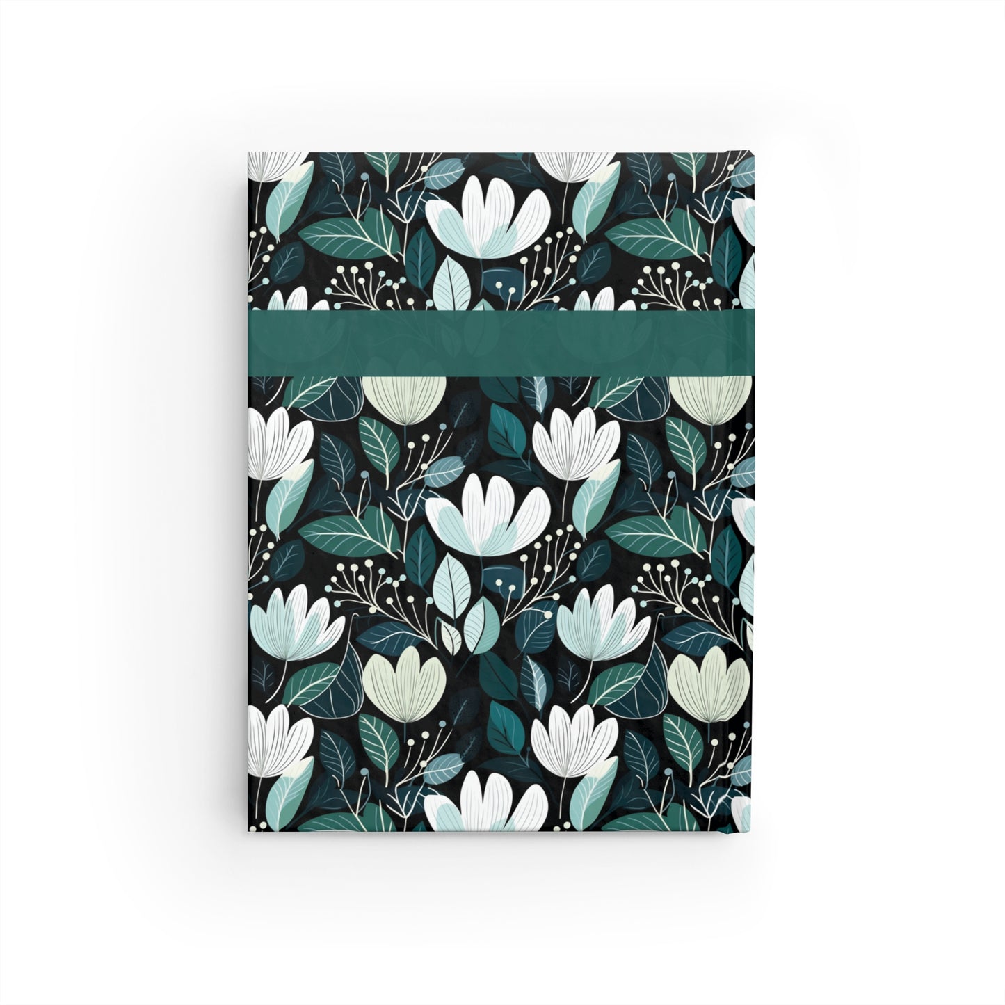 Nordic Floral Dark Journal - Ruled Line