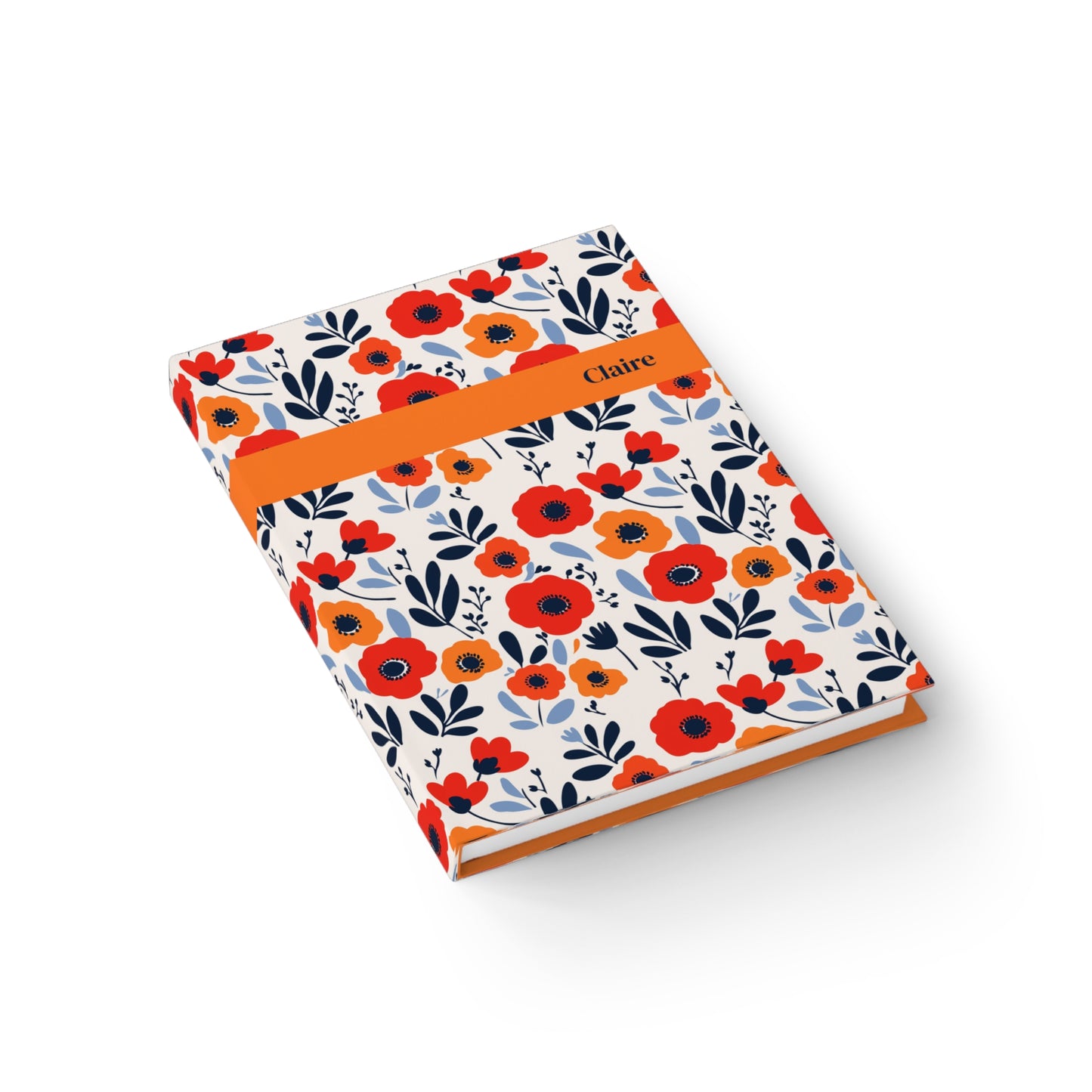 Orange Red Poppies Journal - Ruled Line