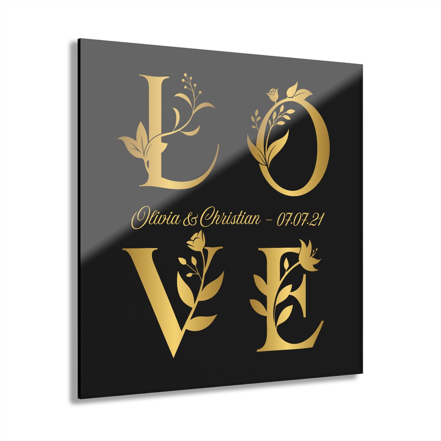 LOVE Floral Acrylic Panel