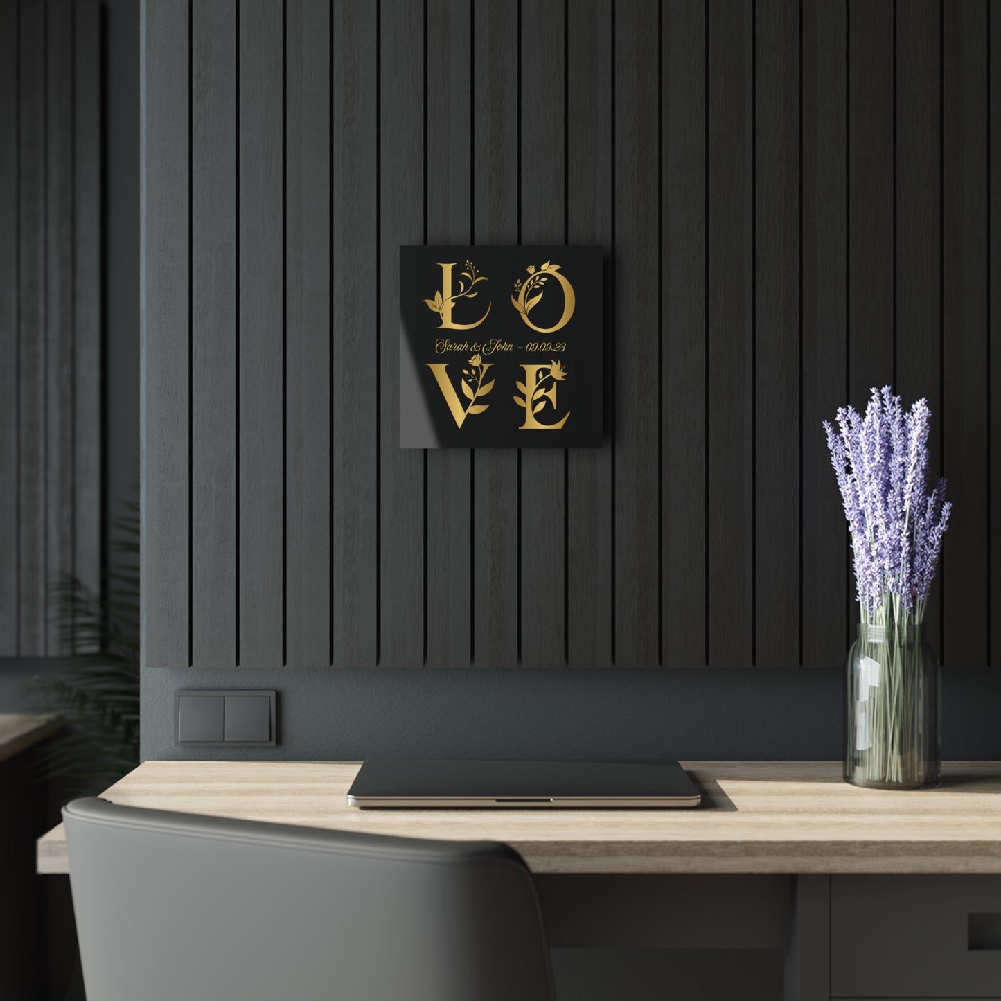 LOVE Floral Acrylic Panel