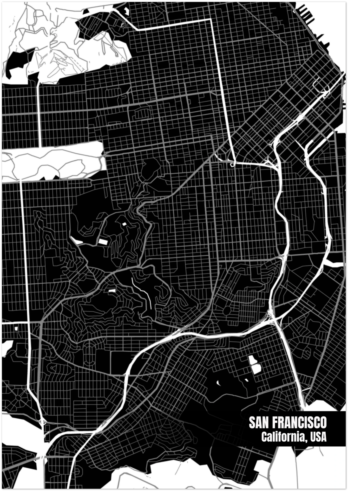 San Francisco Map Poster - 29.7 x 42cm
