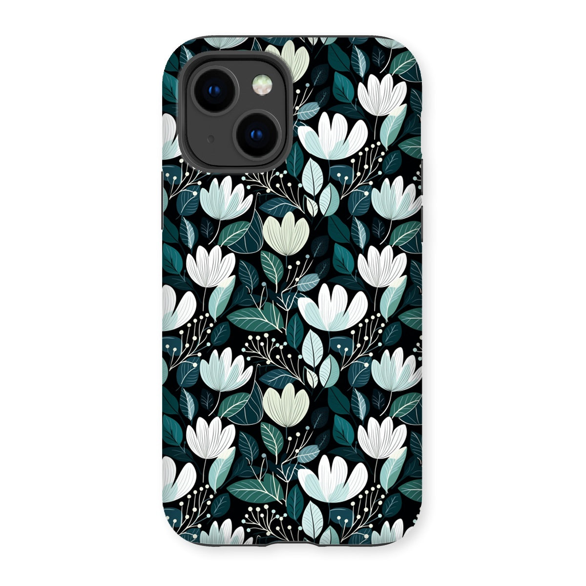 Nordic Floral Dark Tough Phone Case