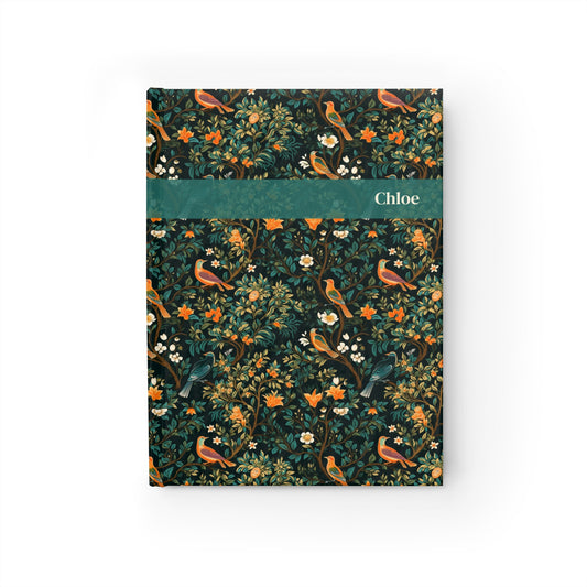Midnight Birds Floral Journal - Ruled Line