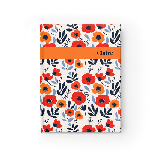 Orange Red Poppies Journal - Ruled Line