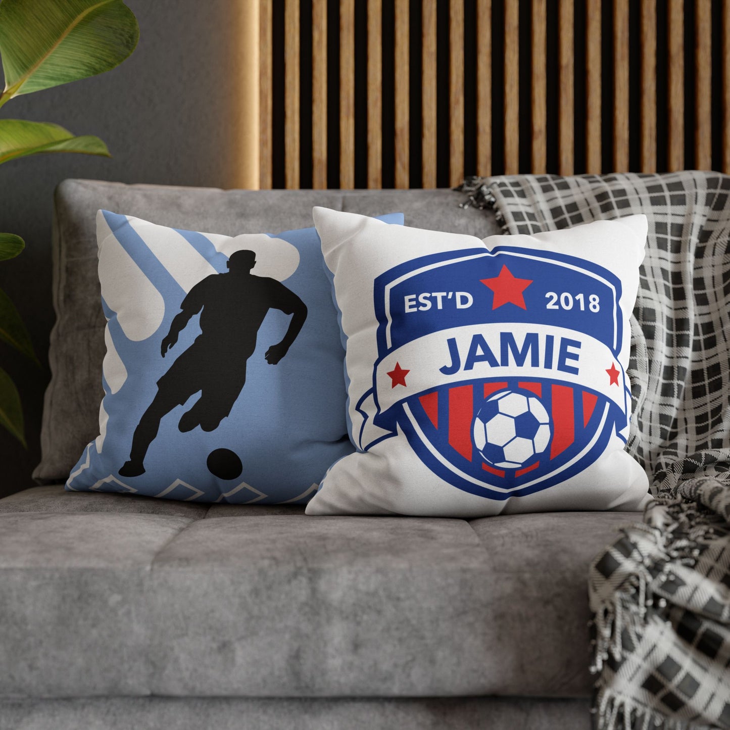 Football Badge Square Pillowcase - Red, White, Blue