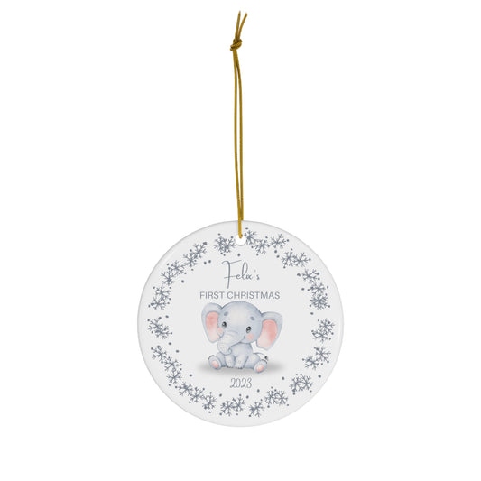 Baby's First Christmas Ceramic Ornament - Elephant