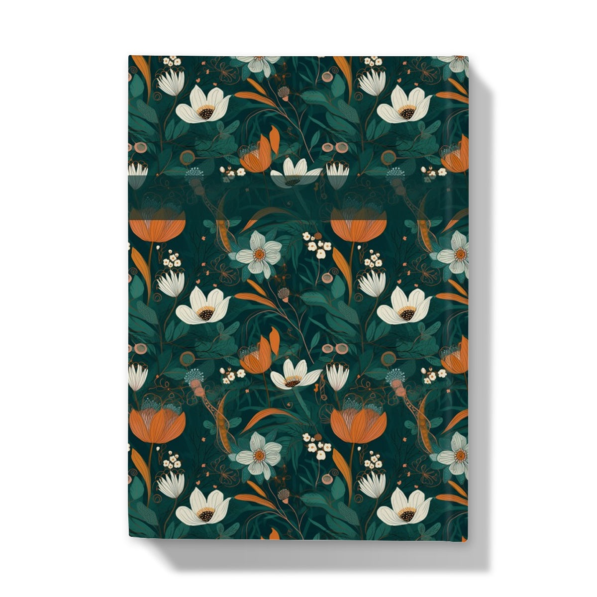 Teal Orange Floral Hardback A5 Journal