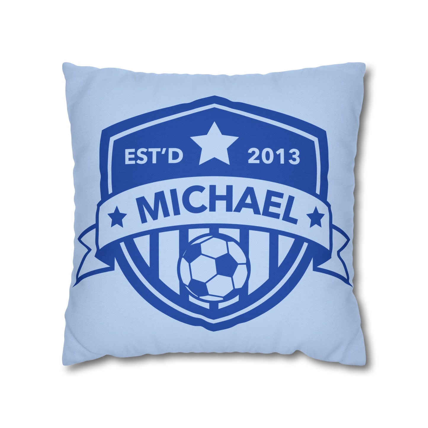 Football Badge Square Pillowcase - Blue, Yellow