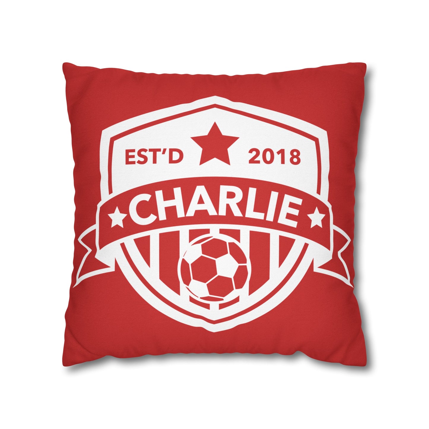 Football Badge Square Pillowcase - Red, White, Green