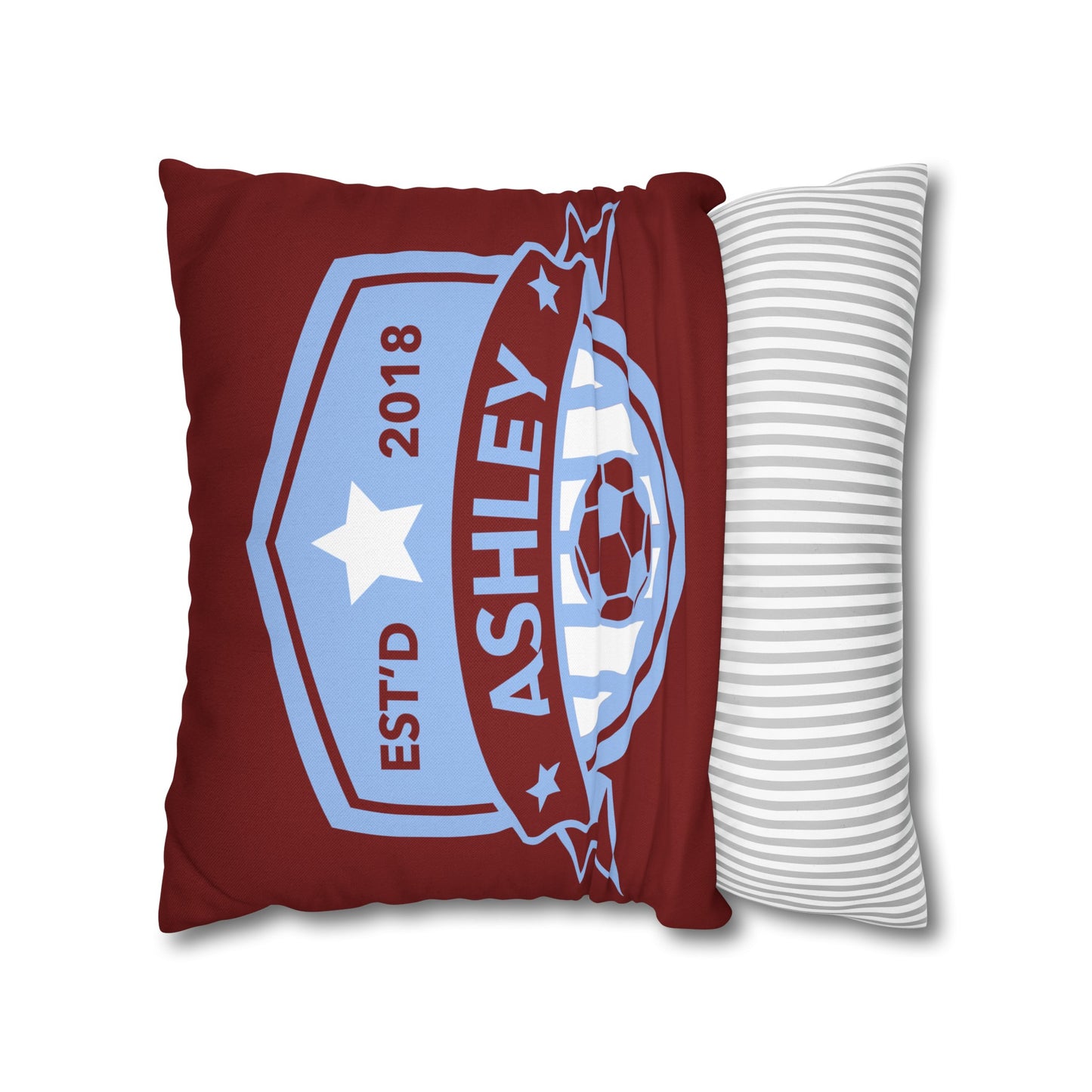 Football Badge Square Pillowcase - Maroon, Blue, Red, Black