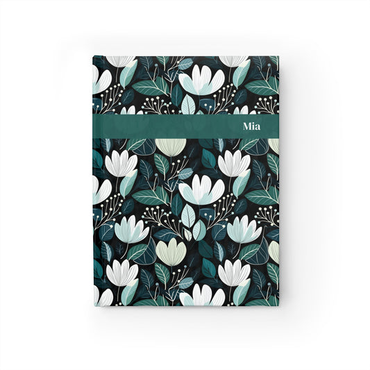 Nordic Floral Dark Journal - Ruled Line