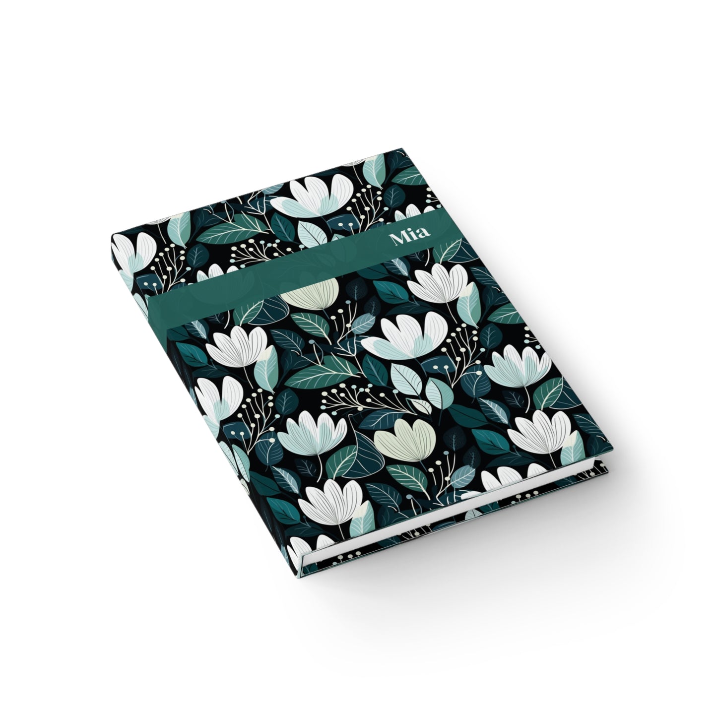 Nordic Floral Dark Journal - Ruled Line