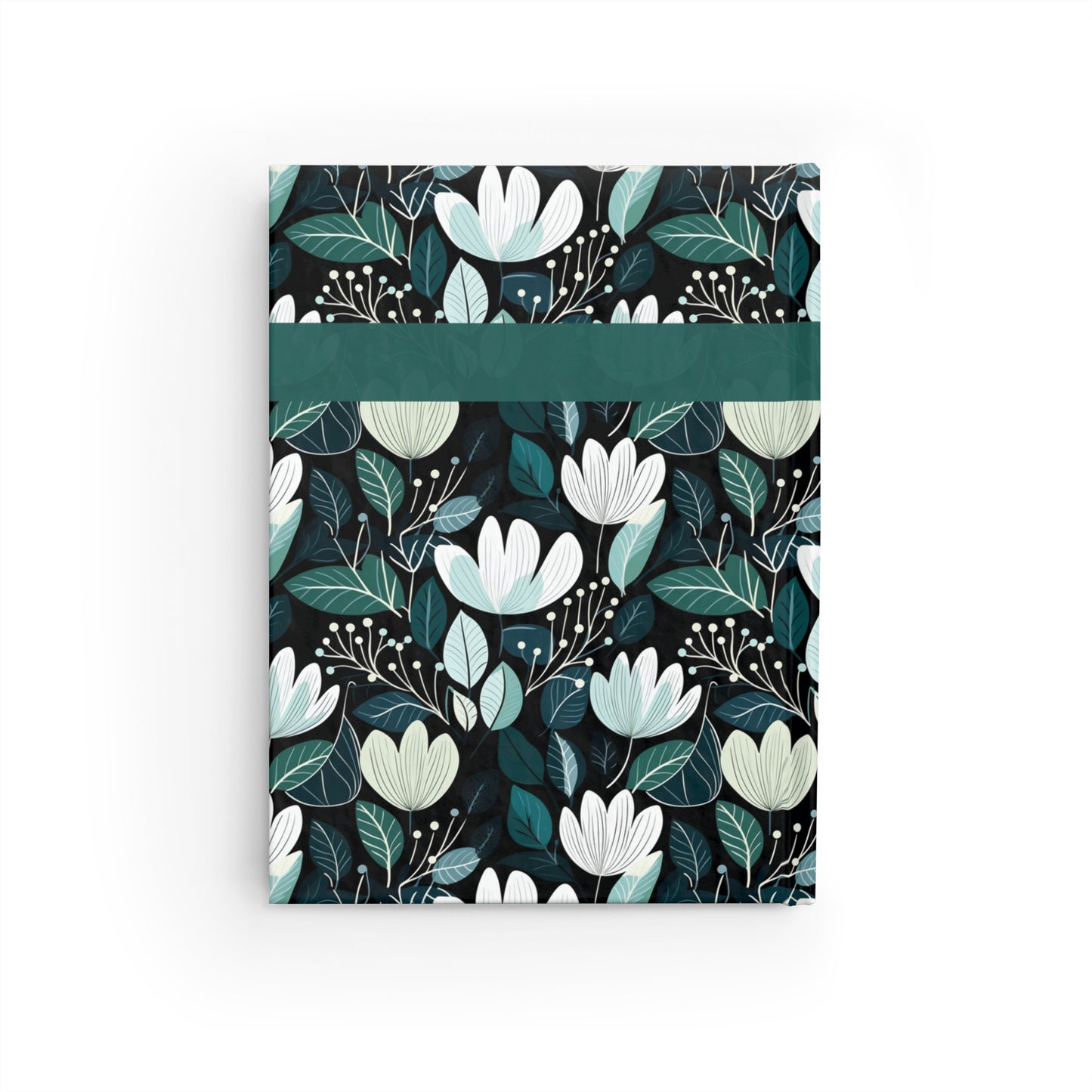 Nordic Floral Dark Journal - Ruled Line