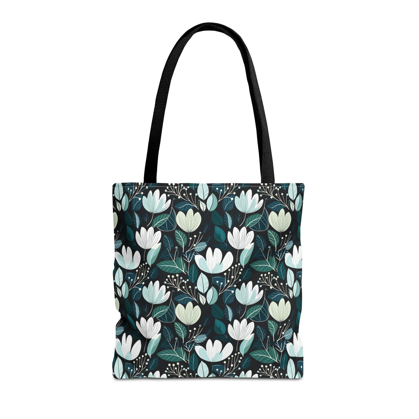 Nordic Floral Dark Tote Bag