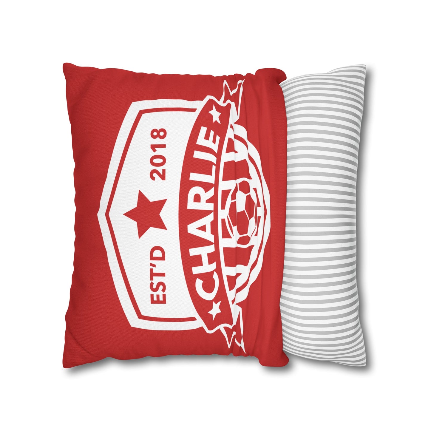 Football Badge Square Pillowcase - Red, Blue, White