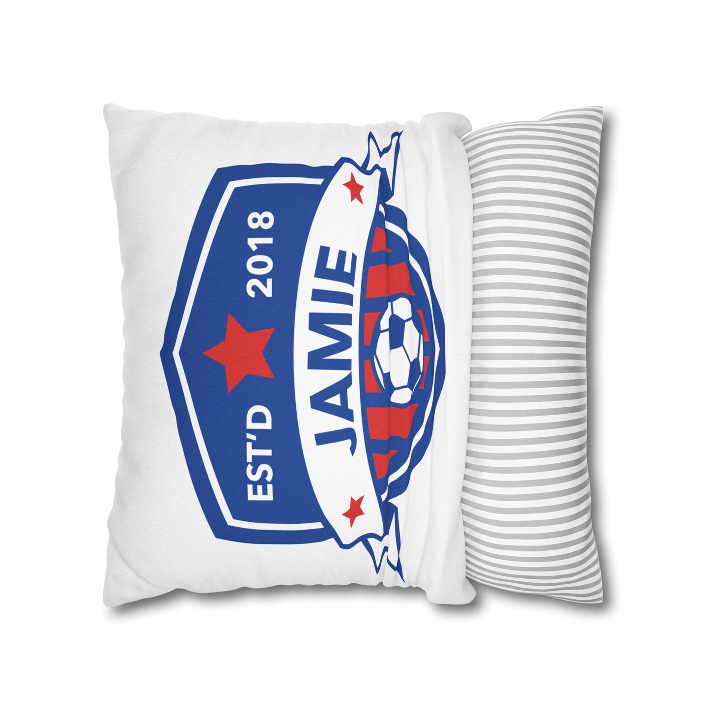 Football Badge Square Pillowcase - Red, White, Blue