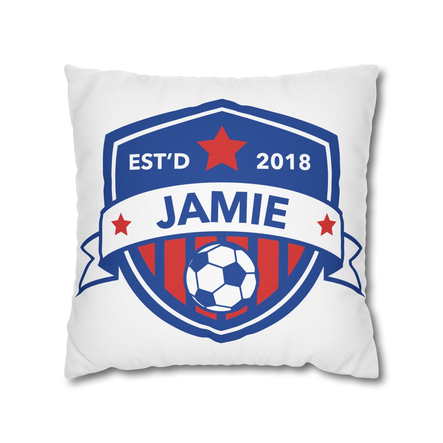 Football Badge Square Pillowcase - Red, White, Blue