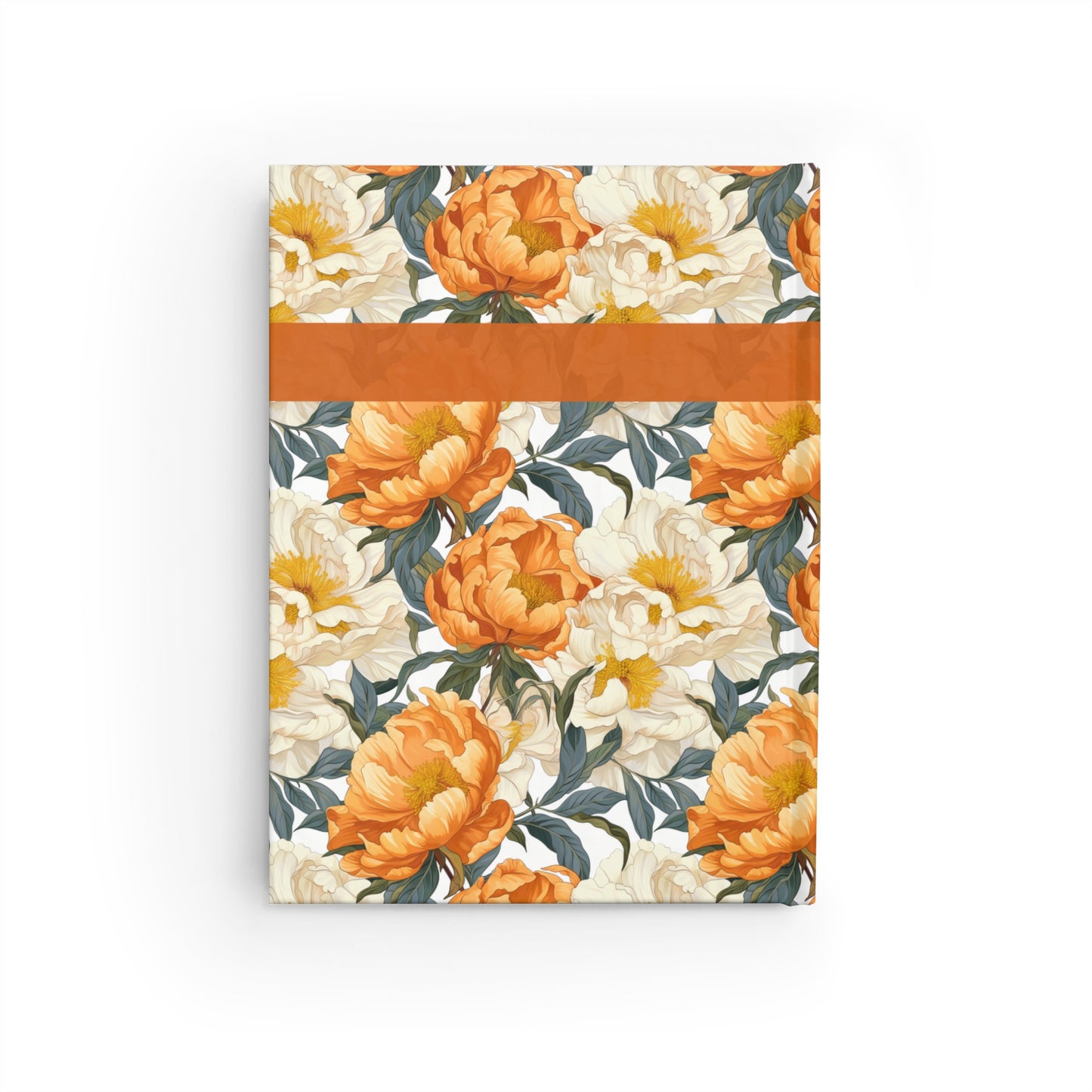 Orange Peonies Journal - Ruled Line