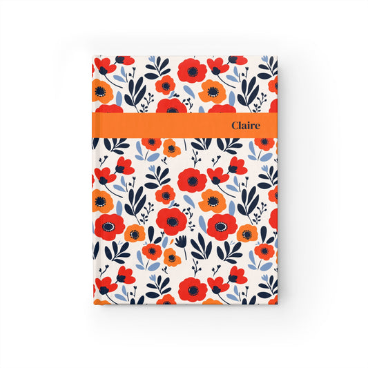 Orange Red Poppies Journal - Ruled Line