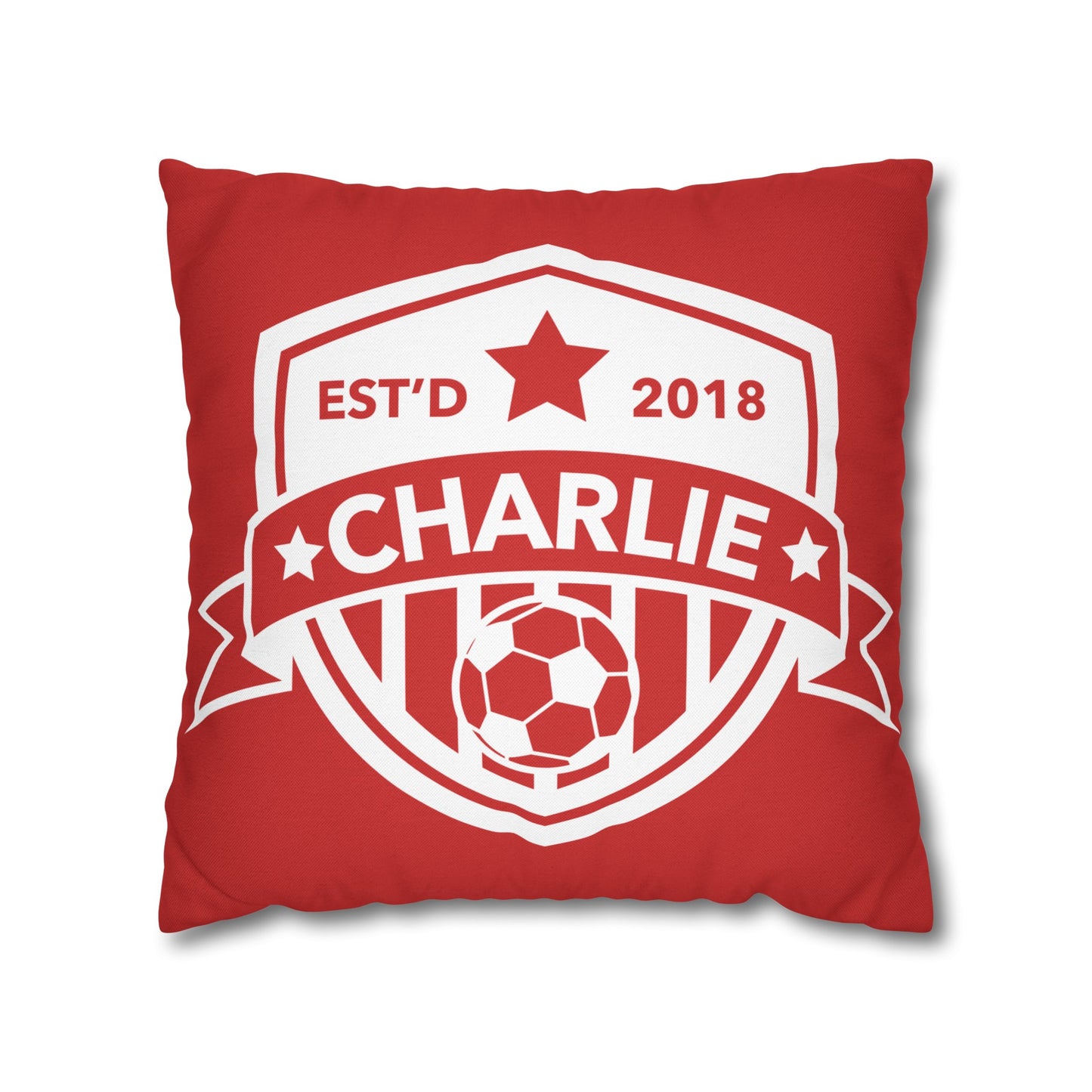 Football Badge Square Pillowcase - Red, Blue, White