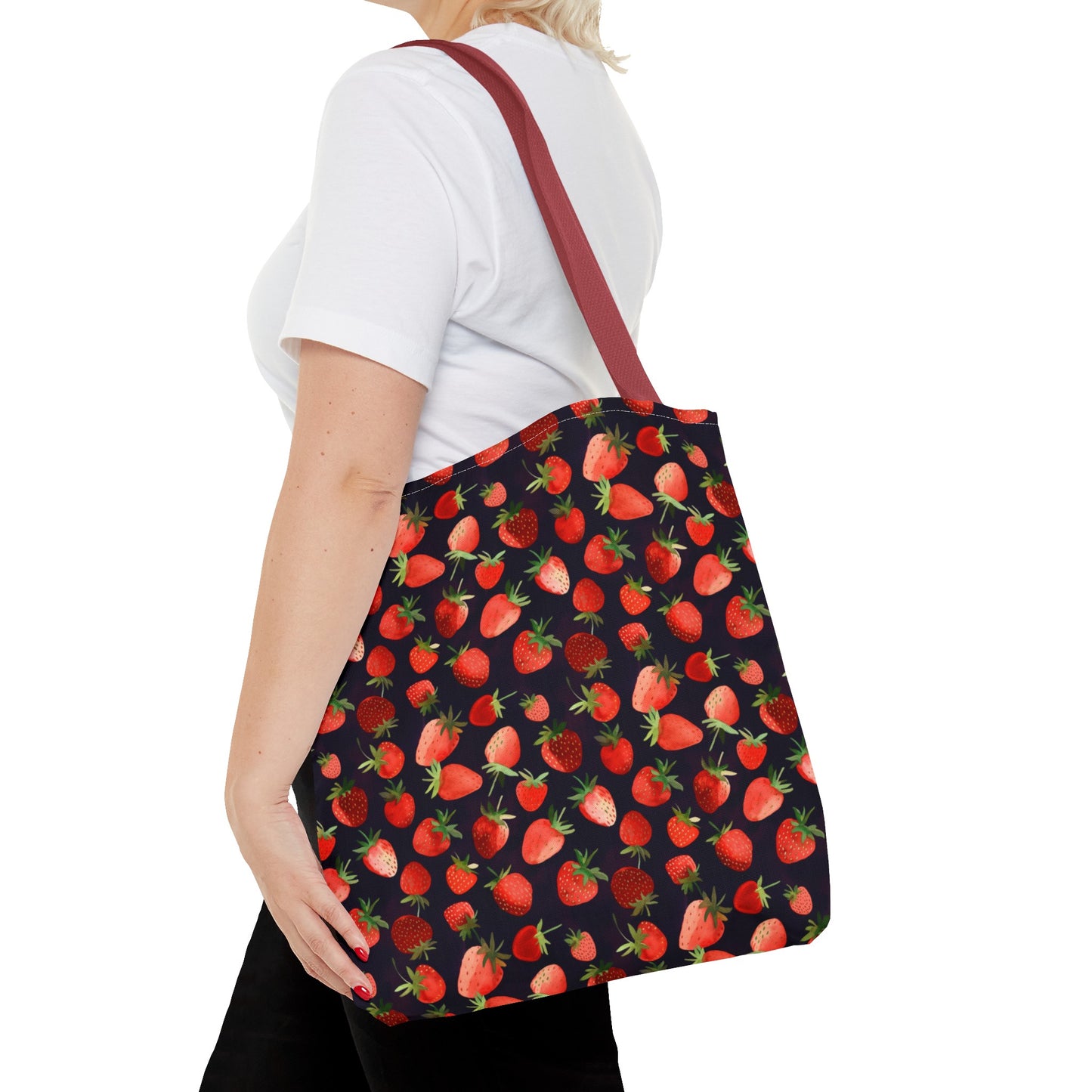 Midnight Strawberries Tote Bag