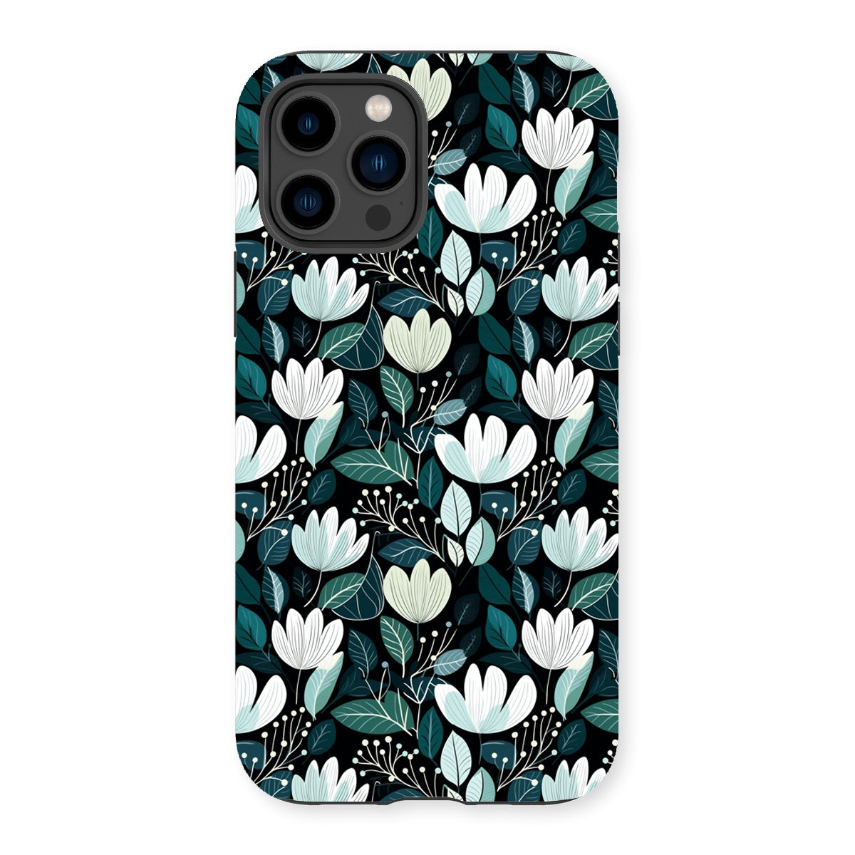 Nordic Floral Dark Tough Phone Case