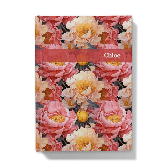 Pink Yellow Peonies Hardback A5 Journal