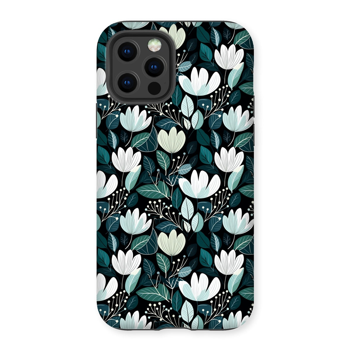 Nordic Floral Dark Tough Phone Case