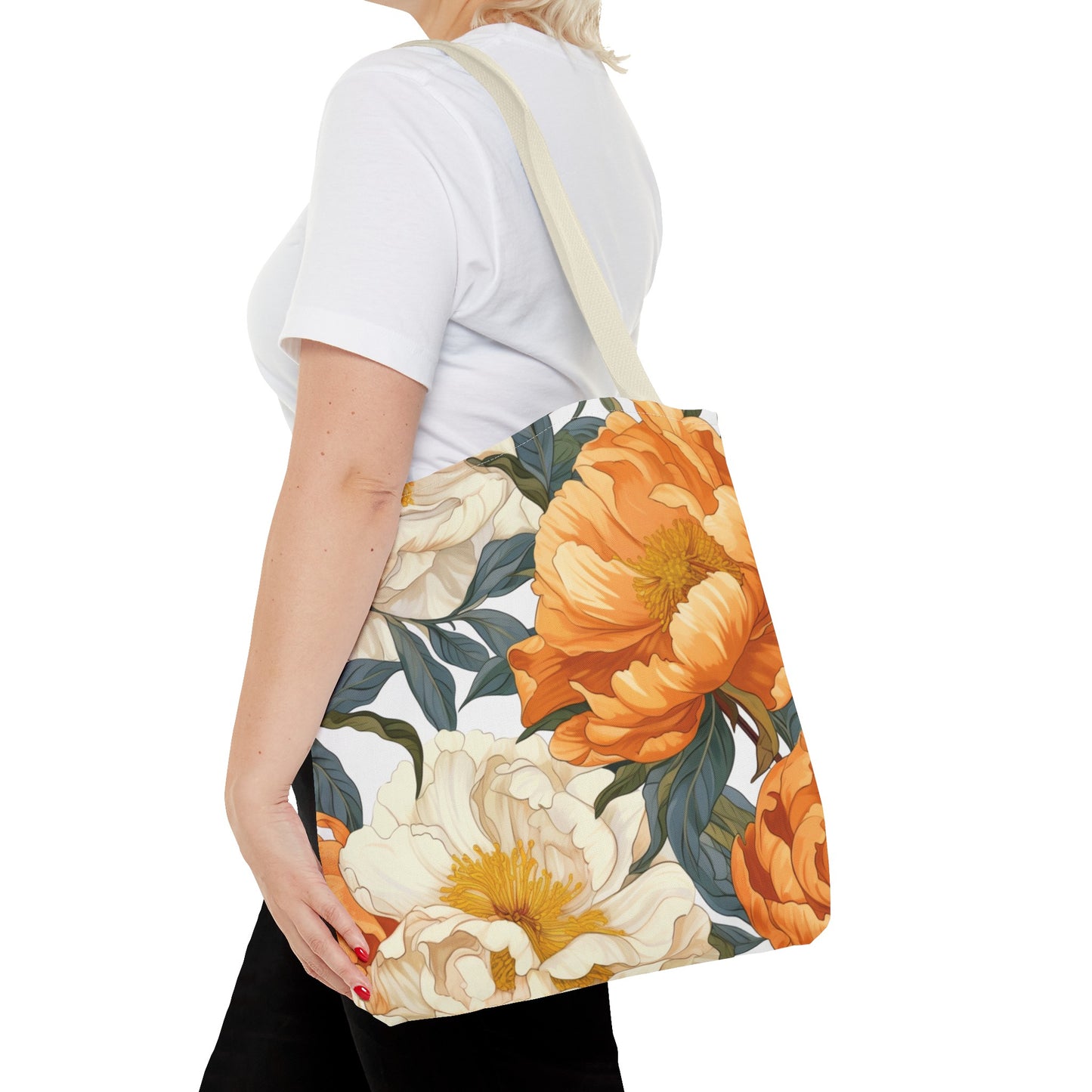 Orange Peonies Tote Bag