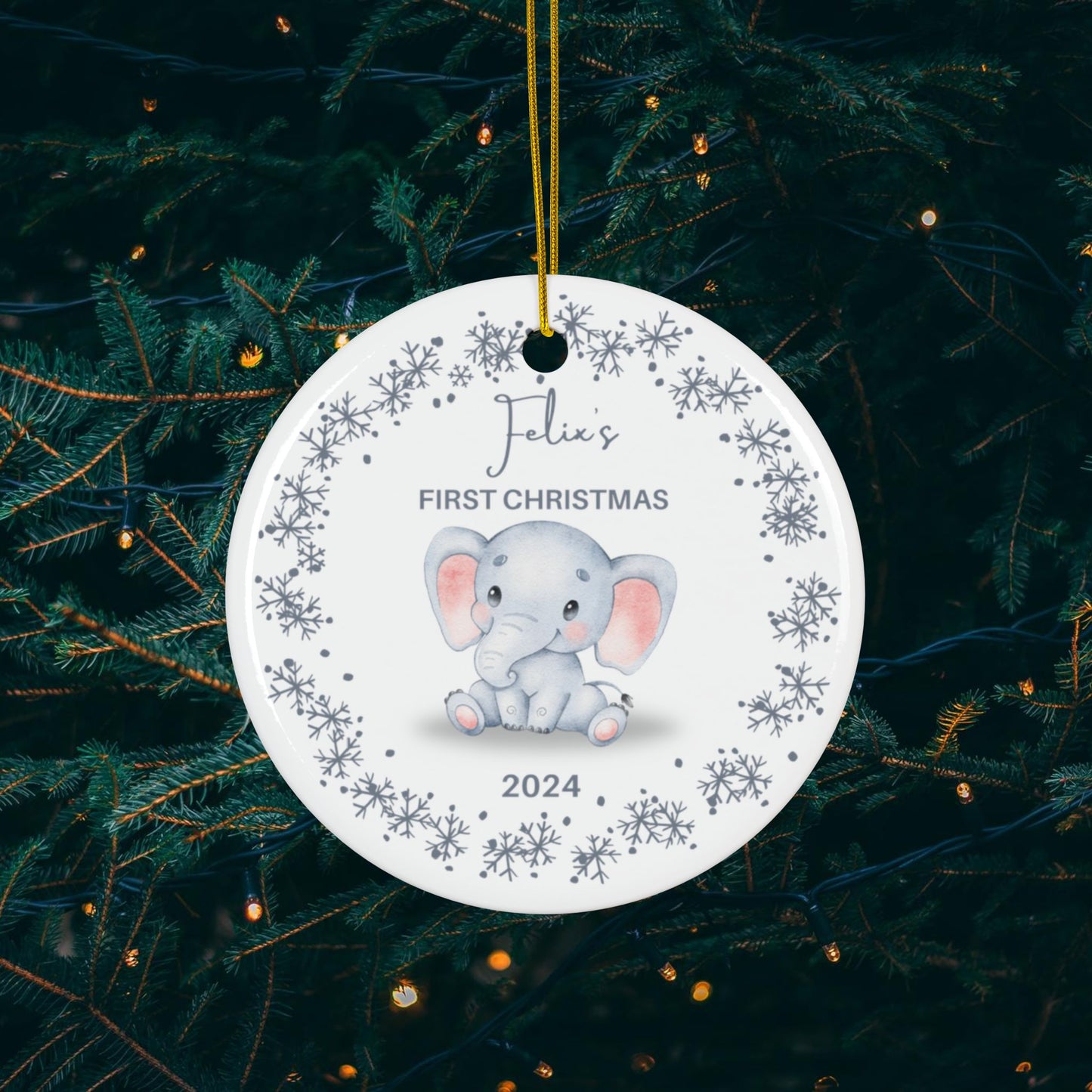 Baby's First Christmas Ceramic Ornament - Elephant