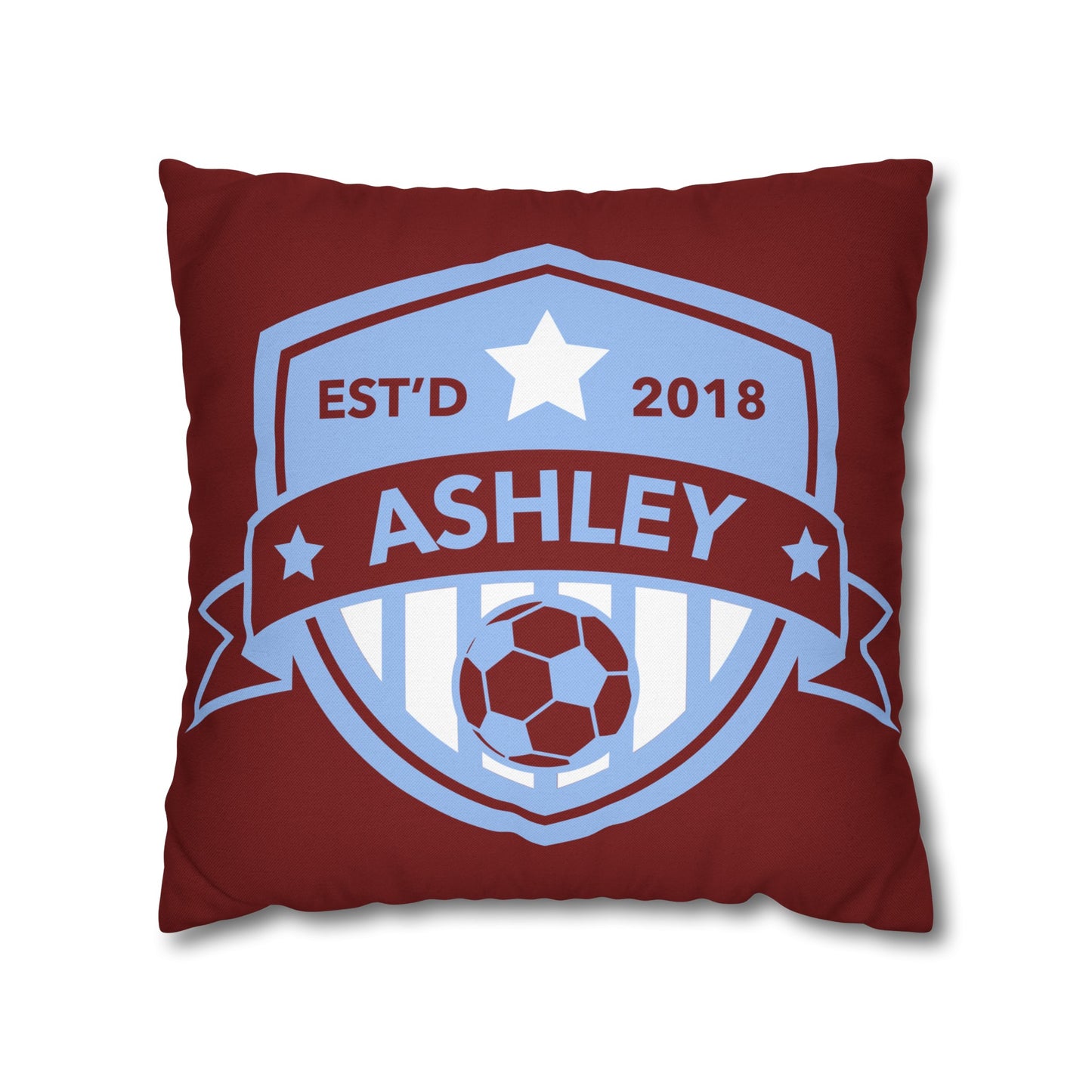 Football Badge Square Pillowcase - Maroon, Blue, Red, Black