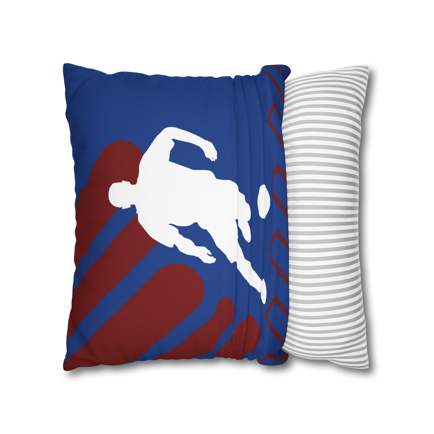 Football Badge Square Pillowcase - Maroon, Blue