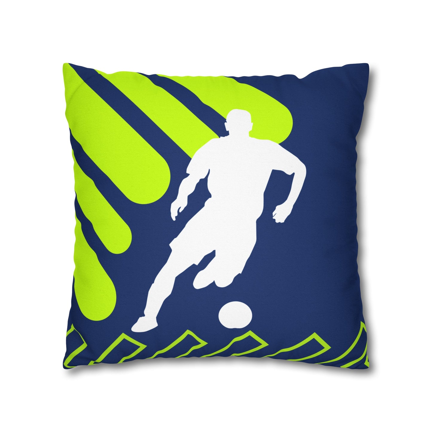 Football Badge Square Pillowcase - Blue, Yellow