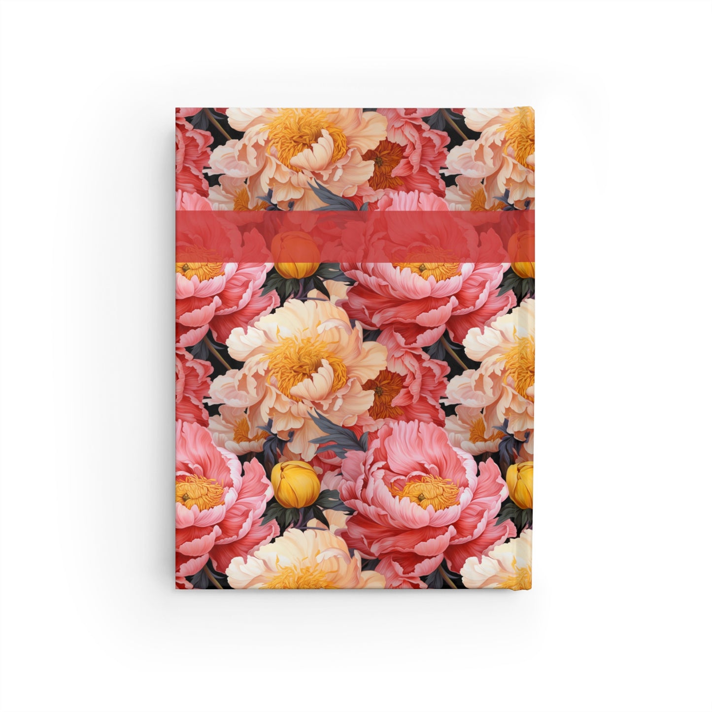 Pink Yellow Peonies Journal - Ruled Line