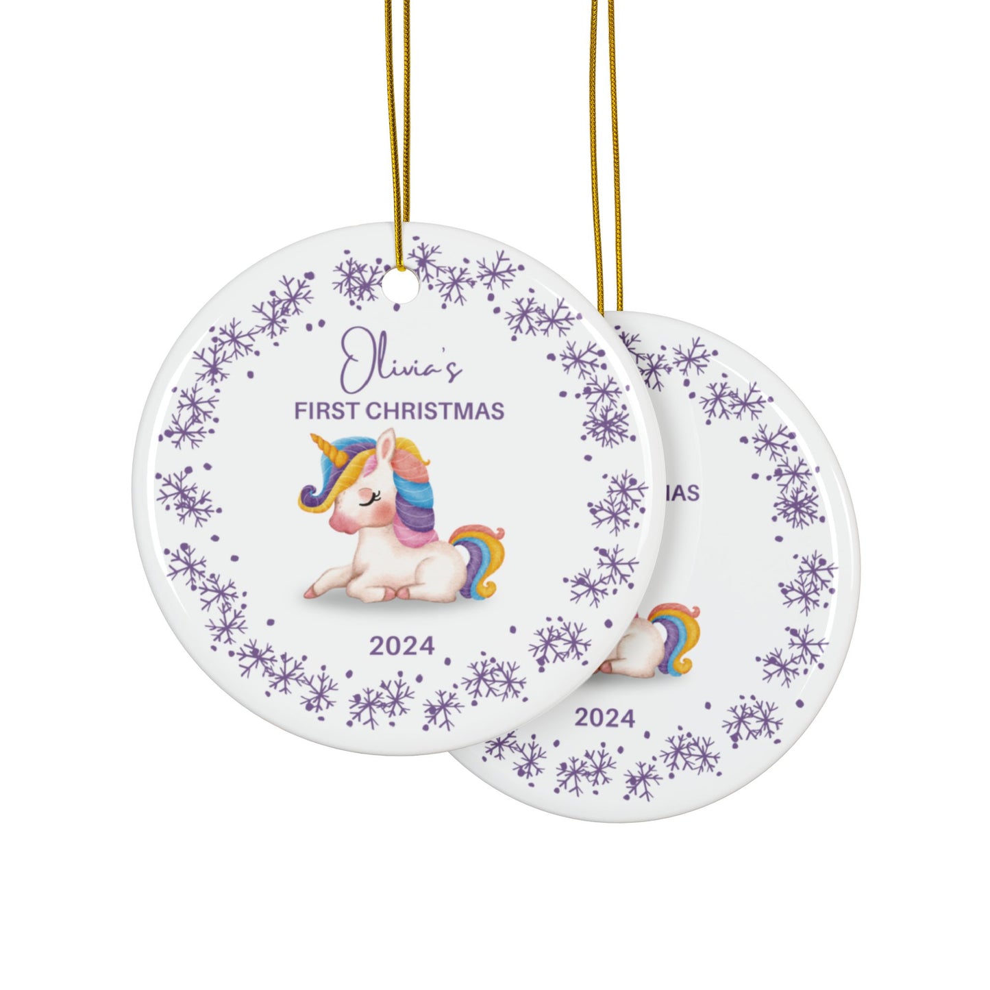 Baby's First Christmas Ceramic Ornament - Unicorn