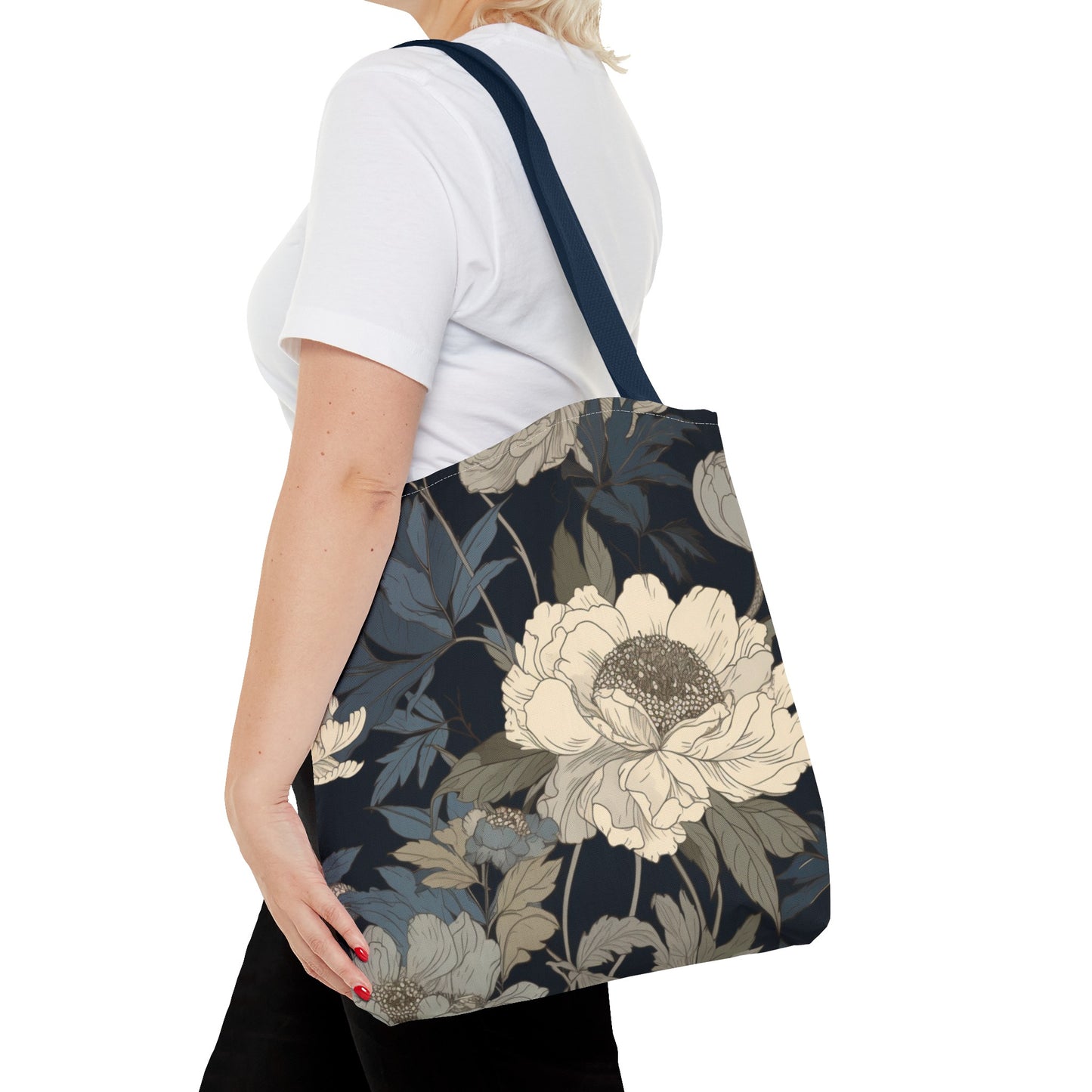 Midnight Peonies Tote Bag