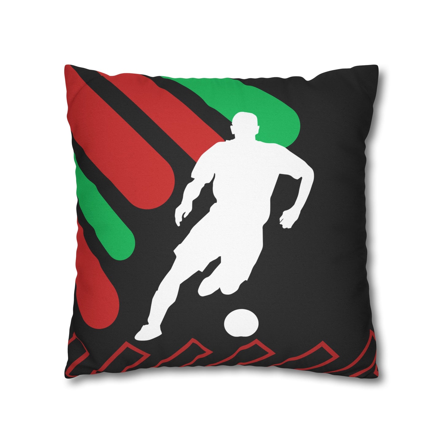 Football Badge Square Pillowcase - Red, White, Green