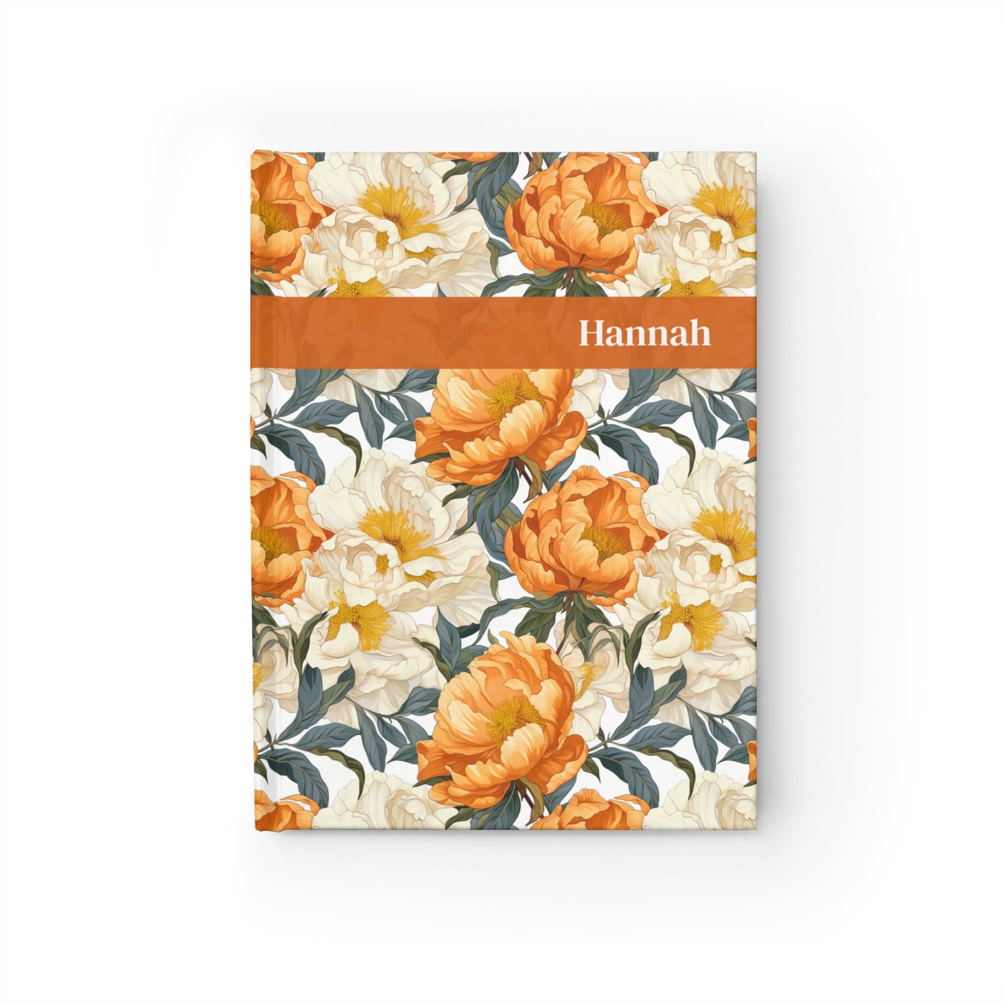 Orange Peonies Journal - Ruled Line