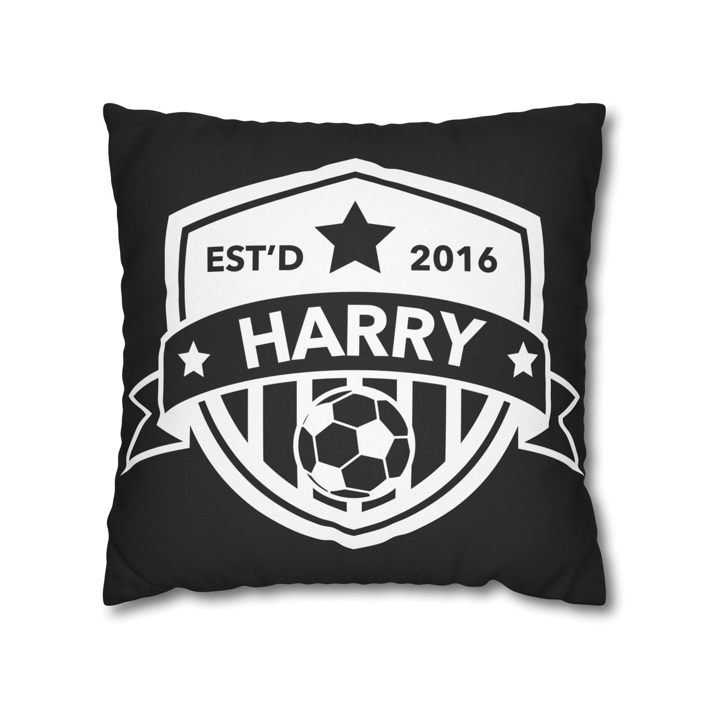 Football Badge Square Pillowcase - Black, White, Maroon, Blue