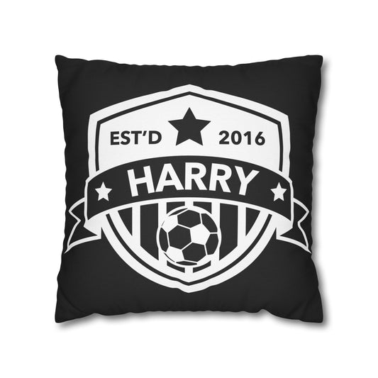 Football Badge Square Pillowcase - Black, White, Maroon, Blue