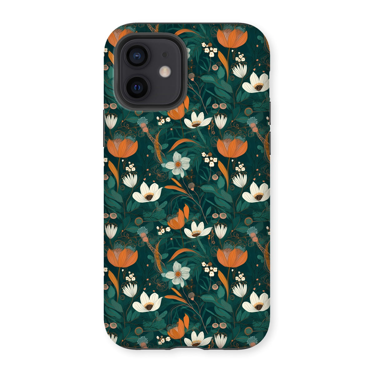 Teal Orange Floral Tough Phone Case