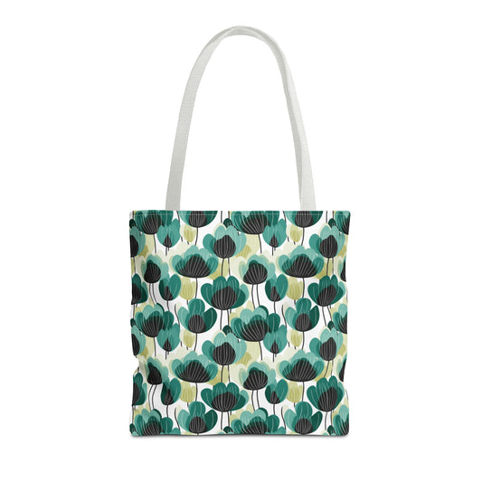 Nordic Floral Green Tote Bag