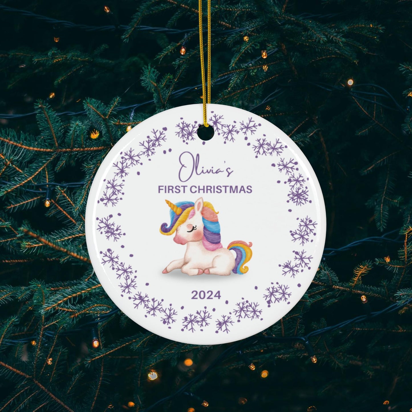 Baby's First Christmas Ceramic Ornament - Unicorn