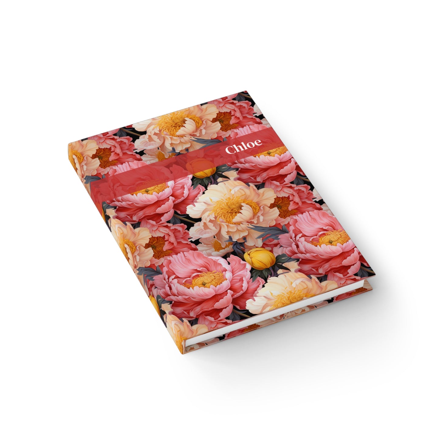 Pink Yellow Peonies Journal - Ruled Line