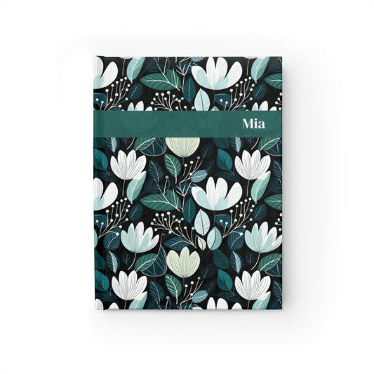 Nordic Floral Dark Journal - Ruled Line