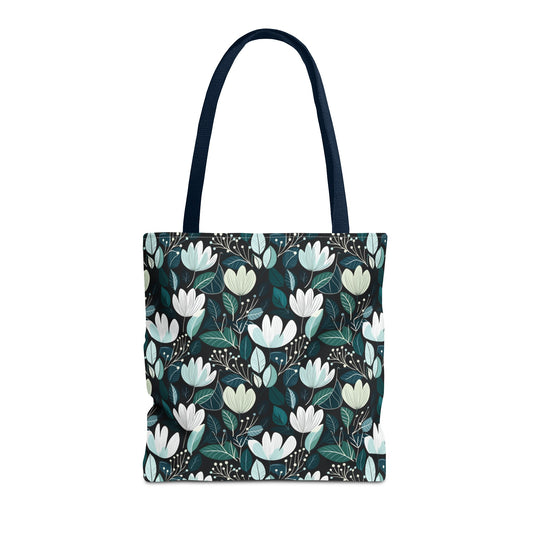 Nordic Floral Dark Tote Bag