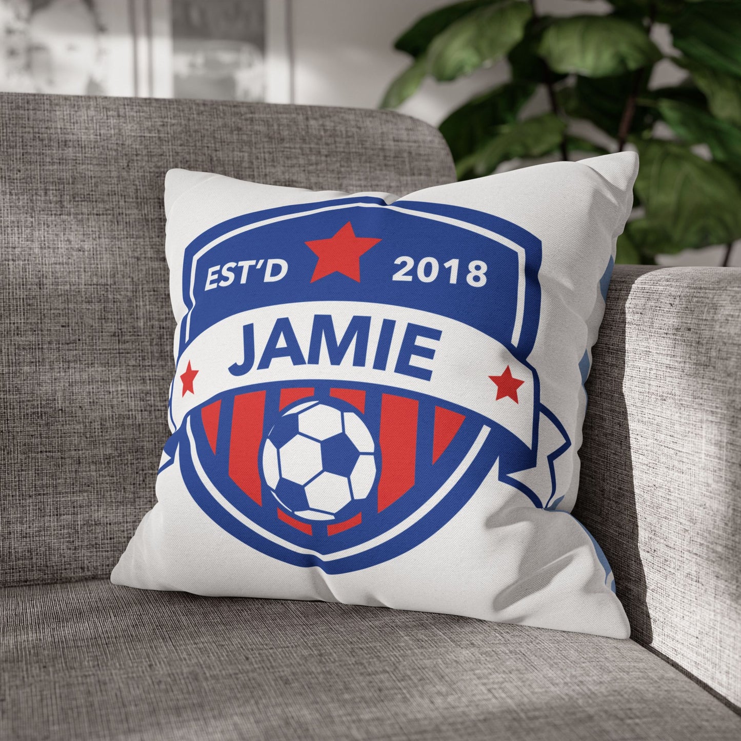 Football Badge Square Pillowcase - Red, White, Blue