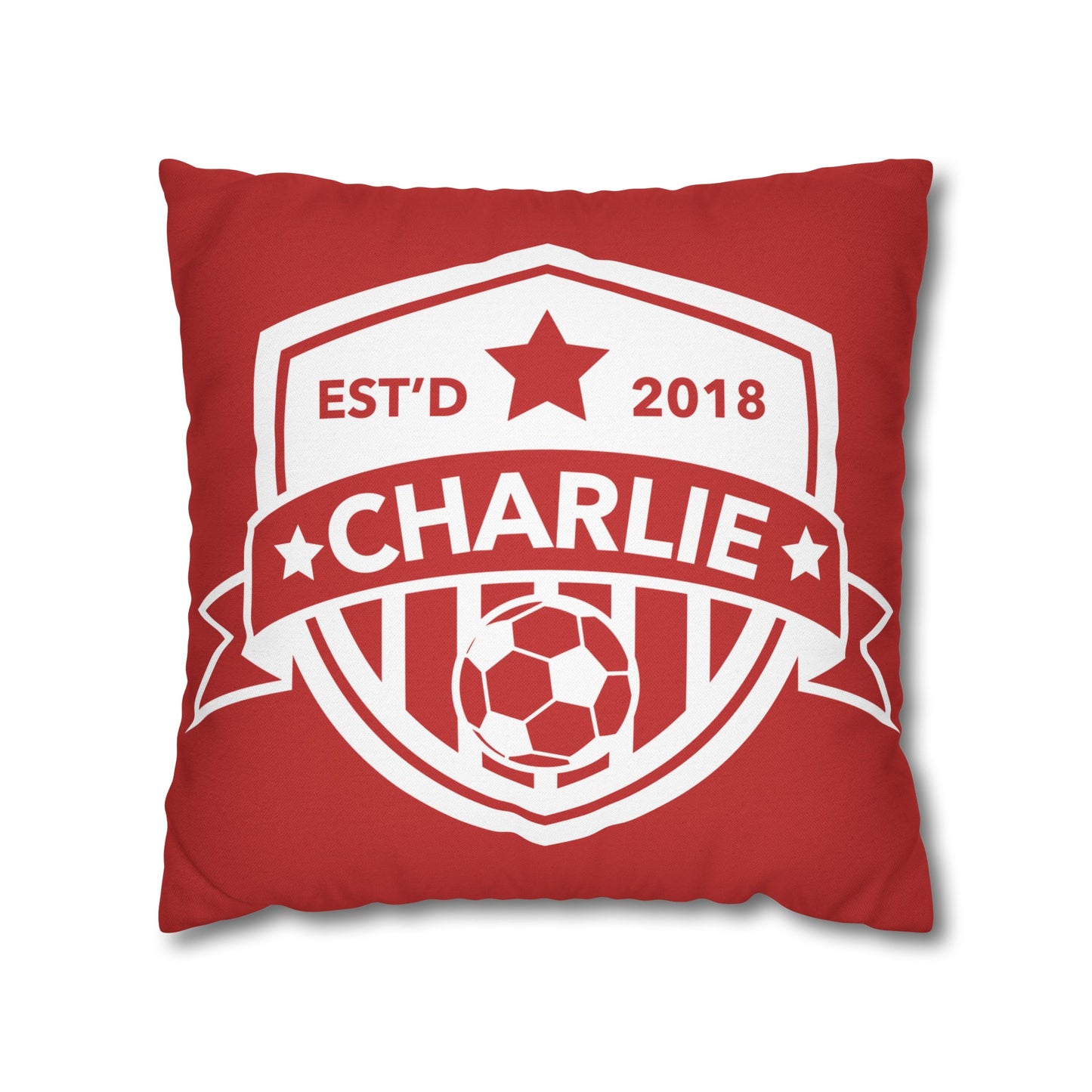 Football Badge Square Pillowcase - Red, Aqua Blue, Black, White