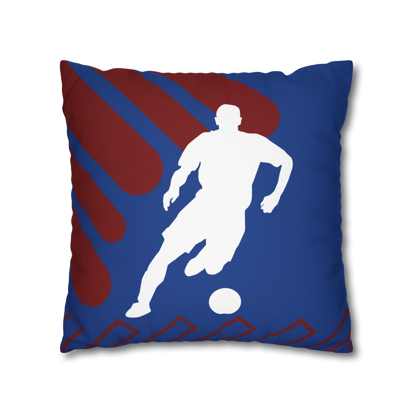 Football Badge Square Pillowcase - Black, White, Maroon, Blue